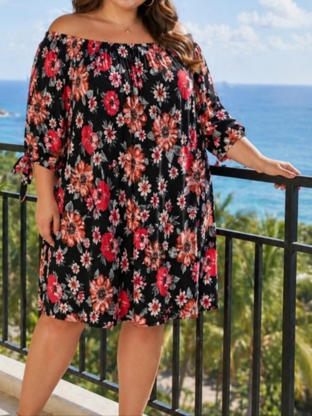 Love J Floral Off-Shoulder Dress